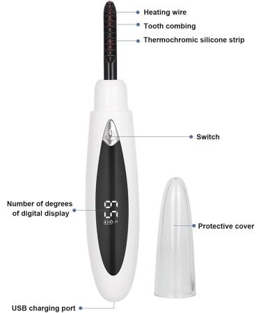 Electric Lash Curler | Long-Lasting Heated Eyelash Curler for Girls - Rechargeable Electric Eyelash Curler with LED Display Fast Heating Lash Curlers for Dating Traveling Upgraded Eyelashes-white - Buy Online on SooperMarket.com