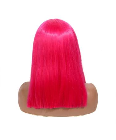 Buy SHIYID Hot Pink Lace Front Synthetic Wig | Heat Resistant Short Wig for Black Women & Drag Queens - Natural Hairline - Buy Online on SooperMarket.com