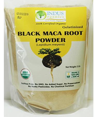 Indus Organics Black Maca Powder, 2 Lb Bag, Gelatanized, Freshly Harvested ,Pre-Washed, Premium Quality, Non-gmo, Freshly Packed Black (2 Lb)