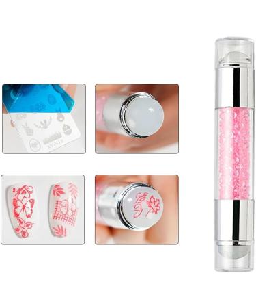 Nail Art Stamping Tool Kit Nail Stamping Plates Nail Art Stamper included Double Head Polish Print Template Silicone Stampers For Beauty Nail Art DIY- Nails Seal Mold Nail Stamp Plate Pink 03 pink - Buy Online on SooperMarket.com