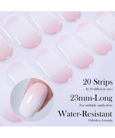 French Semi Cured Gel Nail Strips - 20 Self-Adhesive Stickers for French Tip Manicure - Salon-Quality UV/LED Lamp Required - Buy Online on SooperMarket.com