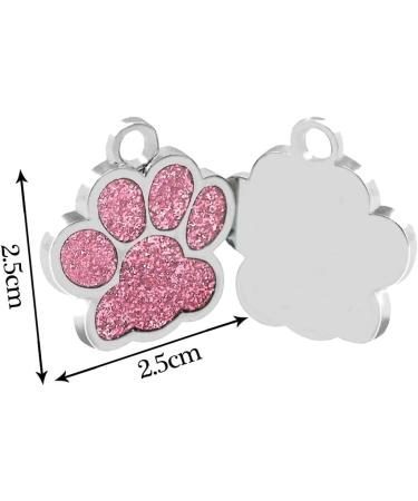 Personalised Cat Tags | Dog Tags for Pets Engraved UK | Pet ID Tags for Dogs & Cats | Glitter Paw Print Stainless Steel Cat Name Tag | Doggy Cat Kitten Kitty Puppy Tag | 4 Colours 25mm (Pink) - Buy Online on SooperMarket.com