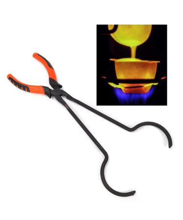Salmue Crucible Tong Gold Melting Furnace Holder Clamp, 13" Steel Crucible Tong Gold Melting Furnace Holder Clamp, Crucible Tongs for Casting Precious Metals Jewelry Making Tool