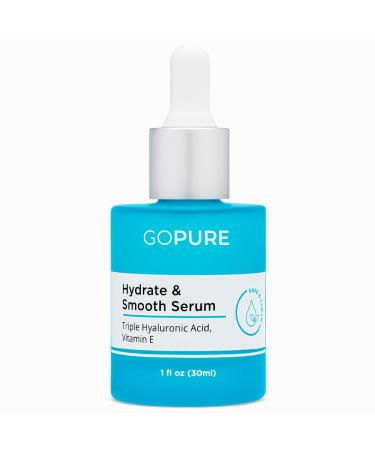 goPure Actives Hyaluronic Acid Serum with Vitamin E - Natural Glow Serum for Visibly Brighter Hydrated Skin Anti-Aging Serum to Smooth the Appearance of Wrinkles and Promote a Firmer-Look - 1 fl oz New Packaging