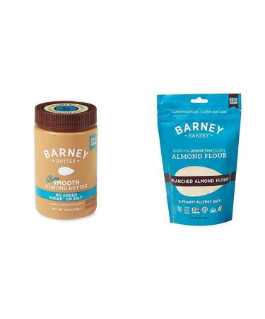 BARNEY Almond Butter, Bare Smooth, No Sugar No Salt, Paleo, KETO, Non-GMO, Skin-Free, 16 Ounce & Skin-Free Almond Flour, Paleo, KETO, Non-GMO, Peanut-Free, 13 Ounce Bare Smooth + Almond Flour 16 Ounce (Pack of 1)