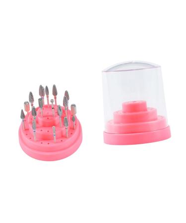 POPETPOP 1pc 48 Nails Drill Bits Nail Drill Bit Organizer Nail Bit Organizer Nail Bit Holder Container Nail Grinding Head Storage Display Holder Stand Nail Drill Bit Holder Written Manicure Size 1 Pink