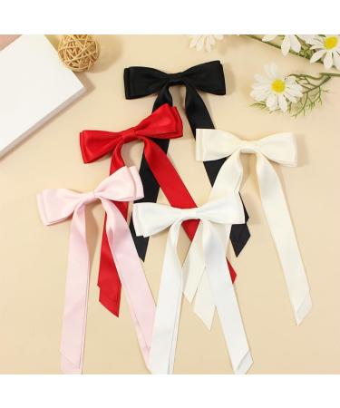 Chic Bow Hair Clips for Women and Girl Set of 2 Big Bowknot Hairpins with Satin Ribbons - French Hair Barrettes in Elegant Colors - Buy Online on SooperMarket.com