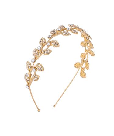 IYOU Princess Wedding Headbands Gold Rhinestone Hair Hoop Crystal Crystal Floral Communion Bridal Headpiece Accessories for Flower Girls