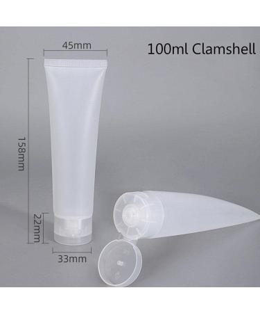 5Pcs 100ML Empty Cosmetic Tubes Portable Clear Refillable Bottles Travel Squeeze Lotion Containers with Flip Lid for Facial Cleanser Hand Cream - Buy Online on SooperMarket.com