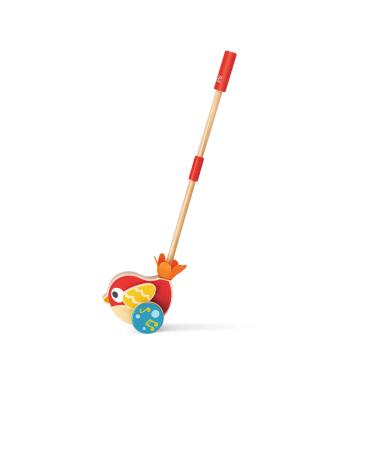 Hape Push-along Bird Lilly by Hape | Small wooden push-along bird toy for toddlers with removable stick