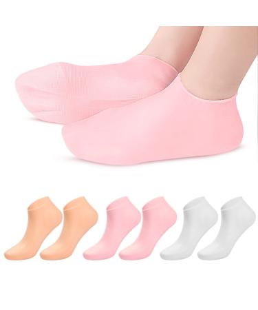 3 pairs of moisturizing socks socks of foot care socks for men and women gel socks for cravings dry hard cracked feet ankle heel (multicolored)