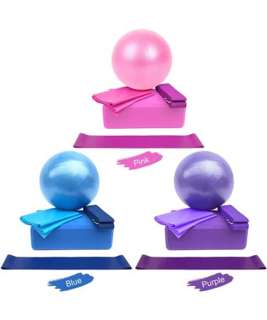 Lixada 5Pcs Yoga Equipment Set with Yoga Ball, Blocks, Stretching Strap for Exercise - Purple - Buy Online on SooperMarket.com