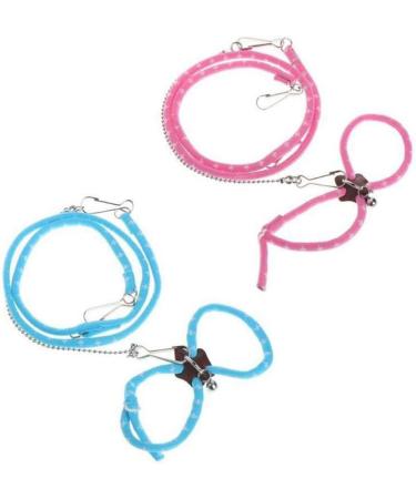zhuangyulin 6 1PC Hamster Harness Rope Pet Hamster Harness Lovely Adjustable Pet Rat Mouse Hamster Harness Rope Ferret Finder Lead Leash with Bell Blue Small - Buy Online on SooperMarket.com