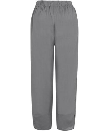 Viyabling Women's Linen Palazzo Pants - Loose Fit Summer Lounge Trousers with Elastic Waist and Pockets - Casual Dress Pants in 4XL - Gray - Buy Online on SooperMarket.com