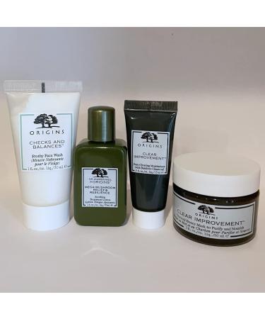 Origins Travel Set: Cleansing Face Wash Mega Mushroom Toner Clear Improvement Mask & Moisturizer - Perfect for International Shipping - Buy Online on SooperMarket.com