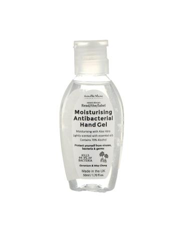 Vanilla Blanc - Moisturising Antibacterial Hand Gel | Made With 70% Alcohol - Kills 99.9% of Bacteria | Geranium & May Chang Scented Quick & Kind to Skin Hand Sanitiser Gel - 50ml