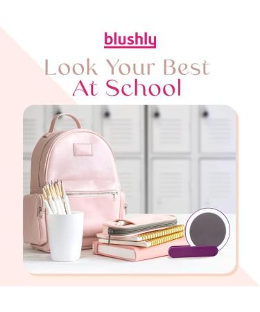 BLUSHLY Ultra-Bright Flip Out Halo Compact Mirror - Travel & Back to School Hand Mirror with 18 LED Lights - Distortion-Free, Grey - 4.25 x 0.75 Inches - Buy Online on SooperMarket.com