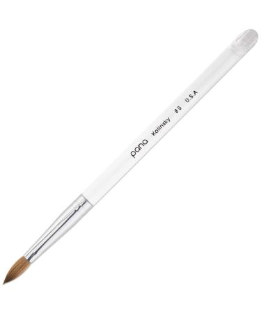 PANA USA Pure Kolinsky Hair Acrylic Nail Brush - Oval Crimped Clear Acrylic Handle (Size 8) Size 8 Clear