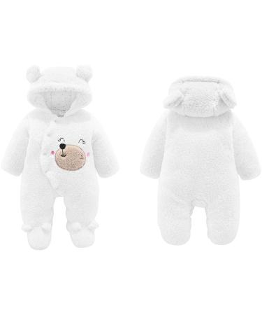 Haokaini Newborn Bear Warmer Snowsuit Cotton Fleece Hooded Romper Jumpsuit 6-9 Months White - Buy Online on SooperMarket.com