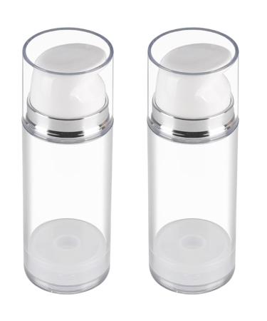 FRCOLOR 2pcs Empty Airless Pump Bottle Refillable Plastic Vacuum Pump Press Bottle Travel Cosmetic Foundation Containers Dispenser for Lotion Cream Essential Oil 100ml 14.7x4.9cm Transparent