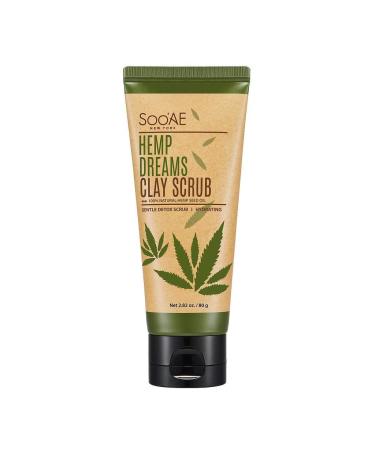 Soo'AE Hemp Dreams Clay Scrub - Gentle Scrub + Hydrating Exfoliator All Skin Types - Perfect for Sensitive Skin