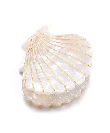 Shell Jaw Clip Hair Claw | Resin Hair Clips Marble Pattern Hair Accessories - White - Buy Online on SooperMarket.com