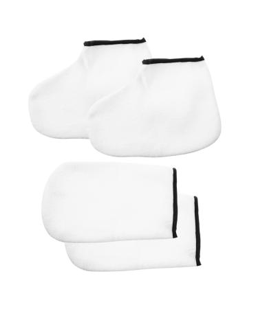 minkissy 2 Pairs Hand and Foot Mask Foot Calluses Remover Wax Tools Wax Liner for Hands Paraffin Wax Bath Gloves Paraffin Wax for Hands Thickened Gloves White Knitted Fabric Boots Manicure