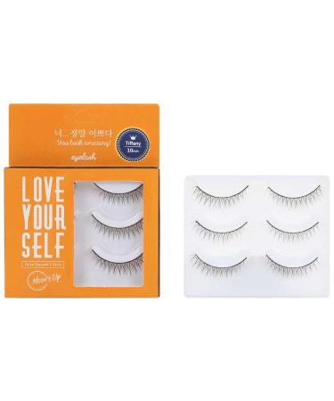 NOON S UP LOVE YOURSELF False Eyelash 3 Pairs Eyelash Fake Eyelash Eye Lashes Eyebrow growth Dramatic Lashes Lashes with Glue (TIFFANY)