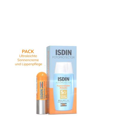 ISDIN FusionWater Magic Pack: Ultra-Light Sunscreen & Lip Balm with SPF 50 & 30 for Ultimate Sun Protection - Buy Online on SooperMarket.com