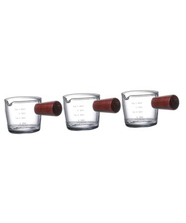 HOMSFOU 3 Pcs Milk Cup Espresso Shot Glass Creamer Mug Clear Cups Milk Creamer Jug Liquid Measuring Cups Turkish Coffee Glass Measuring Cups for Mini Heater Turkey Wood High Borosilicate 8.5X4.5X4.2CMx3pcs As Shownx3pcs