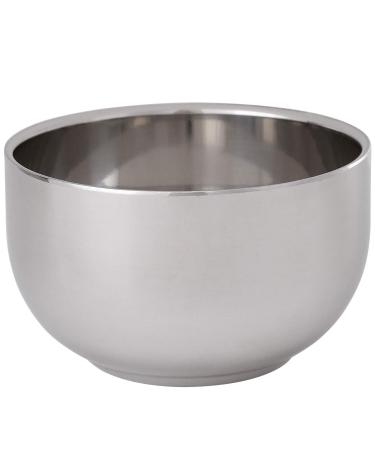 Akstore Men's Durable Shave Soap Cup Shining Double Layer Stainless Steel Heat Insulation Smooth Shaving Mug Bowl (Small) Small (Pack of 1)