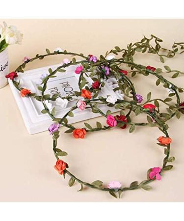Kaptin 10 Pack Multicolor Flower Crown Headband for Women and Girls - Festival, Wedding, Party Floral Garland Headbands - 10 Count - Buy Online on SooperMarket.com
