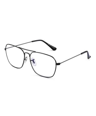 JM plane blue light blocks computer glasses space eye protection video eyeglasses anti glare women men gunmetal frame black temple tips