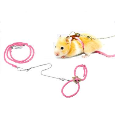 Hamster Clothes Hamster Stuff Pet Hamster Adjustable Harness Small Rat Mouse Training Lead Leash with Finder Bell (Pink) Hamster Lead Pet Hamster Harness