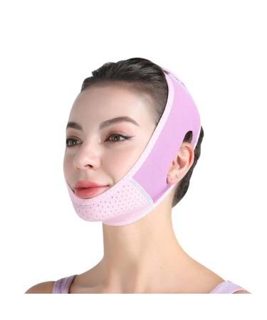 Double Chin Reducer V Line Lifting Mask Chin Strap for Double Chin for Women Double Chin Strap Face Slimming Double Chin Soft Chin Strap for Women (Purple)