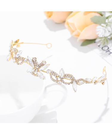 IYOU Flower Girl Headband Gold Crystal Headpiece Communion Wedding Hair Vines Bridal Hair Accessories for Girls - Buy Online on SooperMarket.com
