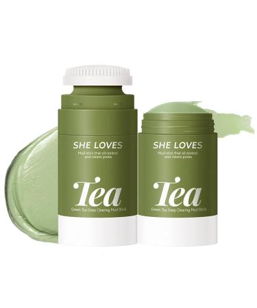 Green Tea Mask Stick with Silicone Face Scrubber Poreless Deep Cleanse Green Tea Mask Blackhead Remover Face Mask Stick with Green Tea Extract Smooth Skin & Refine Pores 45g/1.59oz
