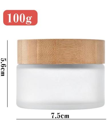 1PC 100ml/3.5oz Empty Frosted Glass Cream Jar with Wood Grain Lid Refillable Travel Makeup Cosmetic Face Lotion Cream Emulsion Container Bottle Storage Pot with Inner Linner - Buy Online on SooperMarket.com