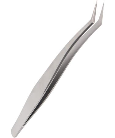 Eyelash Extension Tweezers - Silver Stainless Steel Slanted Manicure Tweezers for Precision Application - Buy Online on SooperMarket.com