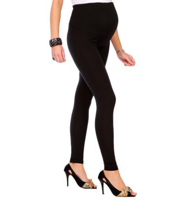 FUTURO FASHION Womens Maternity Leggings Full Ankle Length Cotton Leggings Comfortable Maternity Leggings for Ladies Soft Pregnancy Pants Belly Support Size 8-22 16 Black