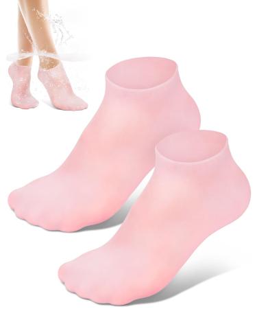 Silicone Moisturizing Socks for Women Dry Cracked Feet Soft Gel Rubber Socks Women Foot Care Spa Pedicure Silicone Socks for Cracked Heel and Softening Rough Skin Calluses (1 Pair)