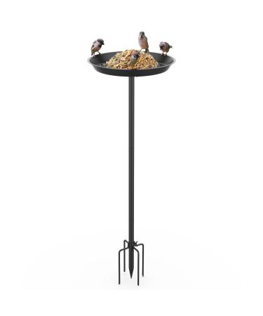 EfuturTime bird drinks standing made of metal 30 x 90 cm bird bath garden large feed shell with height adjustable stands for birds bird drinks winterproof frost -proof black