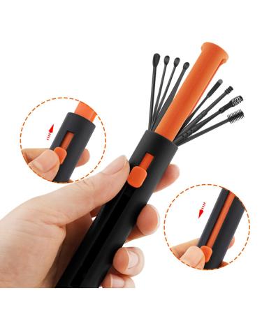 Ear Wax Cleaner Set - 8-Piece Earwax Removal Tool Kit in Orange - Buy Online on SooperMarket.com