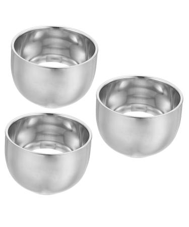 Beaupretty 3st foam foam for shaving foam Professional shaving shell men shaving cup beard kits for men hairdresser shaving cup shaving double-walled stainless steel cup of clean man 8.2x5.8cmx3pcs silverx3stk