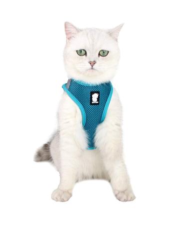 Cat dishes and line ultra -light for escape protection adjustable soft network step in padded padding running vest jacket for kitten pets puppy turquoise (1 Pack) turquoise