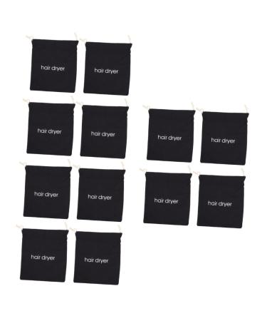 HAPINARY 12 Pcs Hair Dryer Storage Bag Travel Organizer Pouch Drawstring Storage Bag Hair Bag Fabric Black
