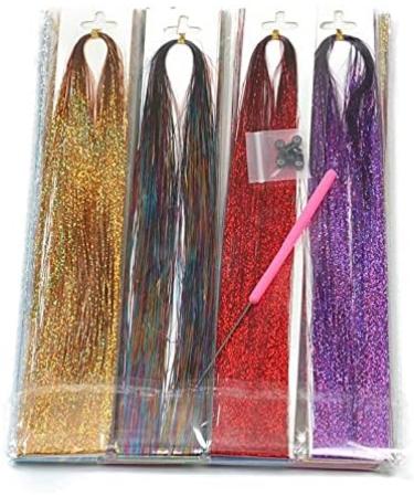 Hair Tinsel Strands with 12 Colors Hair Tinsel Strands Kit Hair Extensions Shiny Silk Tinsel - Buy Online on SooperMarket.com