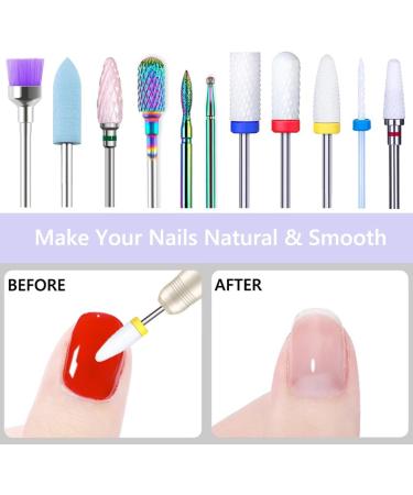 YHTSPORT 11 Pcs Tungsten Carbide/Ceramic Nail Drill Bits - 3/32 Cuticle Drill Bit for Acrylic Gel Removal - Electric Nail Files Accessories - Buy Online on SooperMarket.com