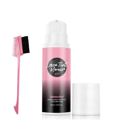 immetee Lace Tint Mousse for Wigs Wig Tint Lace Spray Lace Melting Foam Quick Dry No Residue Matching Skin Tone Natural Look. 150ML/5.07FL OZ (BLACK)