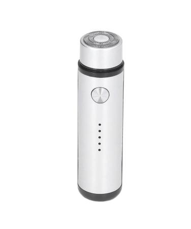 Portable Mini Electric Shaver USB Power Display Shaver for Men Close Shave Self Shaving Flannel Bag Included ABSstainless Steel (Silver)